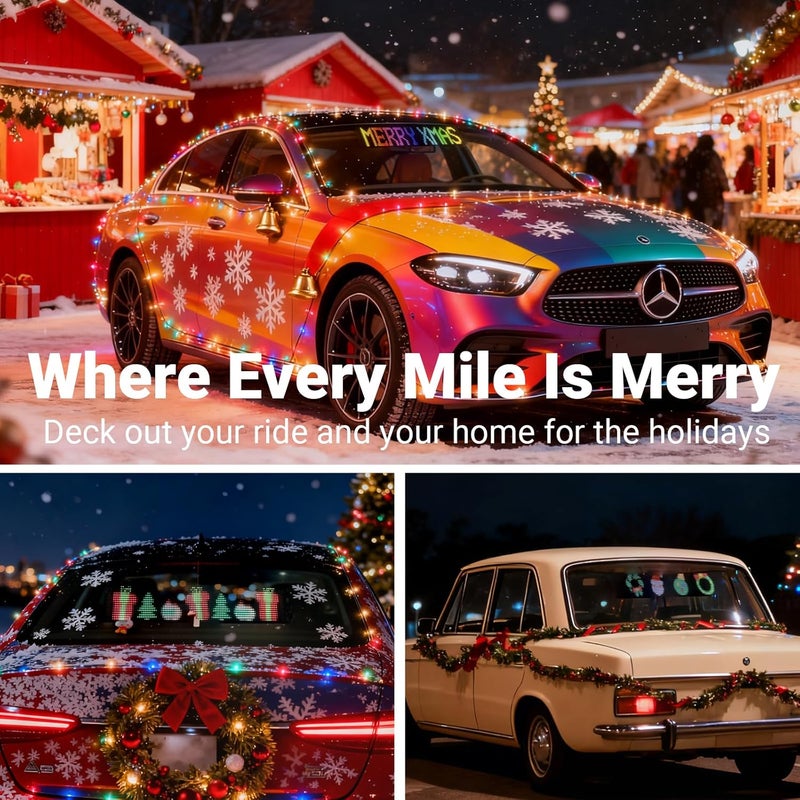 Asmila Christmas Car Decor, Car Christmas Lights, Programmable Scrolling LED Light Signs for Windshield, Rear Window and Side Window - Image 2